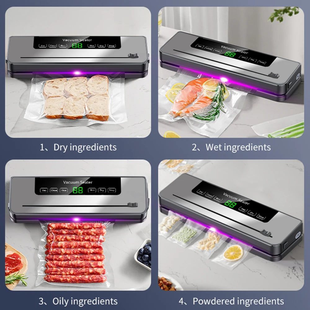 Máquina Selladora al Vacío de Alimentos de 220V, 5 Modos, Selladora Automática para Alimentos Secos y Húmedos con 10 Bolsas, Conservación de Alimentos para el Hogar y la Cocina - AliExpress