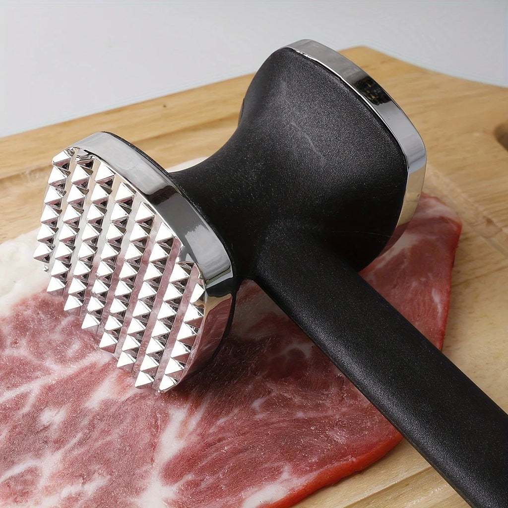 Martillo ablandador de carne de cocina resistente con agarre de goma, cabezal de acero inoxidable para batir y ablandar sin esfuerzo