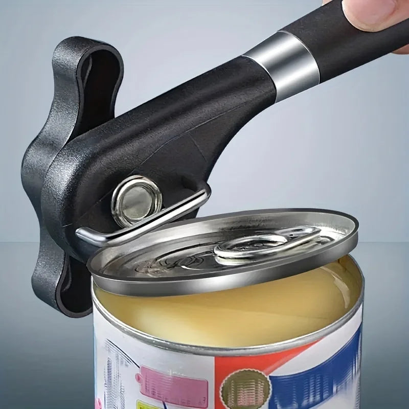 Abrelatas de plástico accionado a mano, herramientas de cocina de seguridad, abridor Manual de corte lateral de fácil agarre para tapa de latas, utensilios de cocina