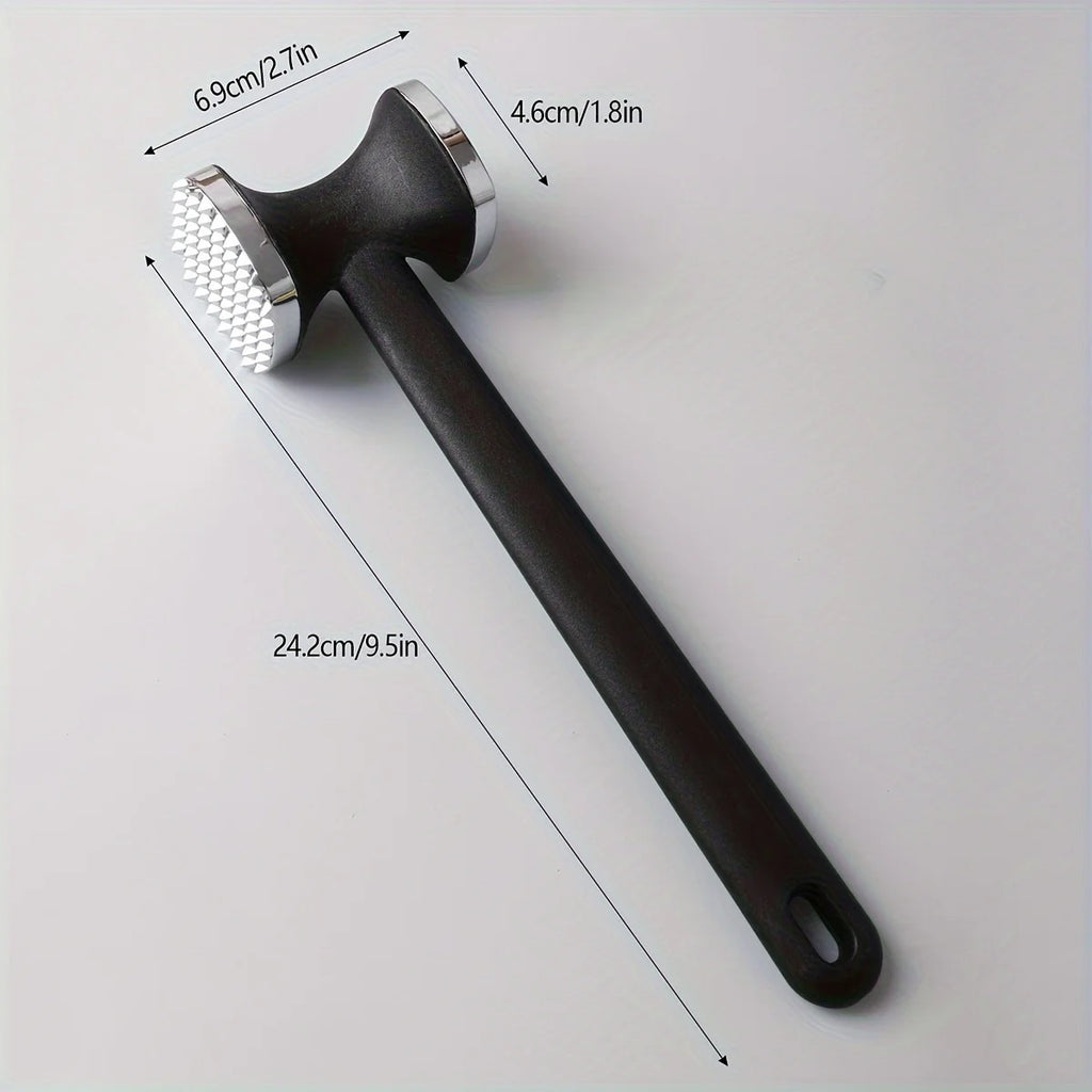 Martillo ablandador de carne de cocina resistente con agarre de goma, cabezal de acero inoxidable para batir y ablandar sin esfuerzo