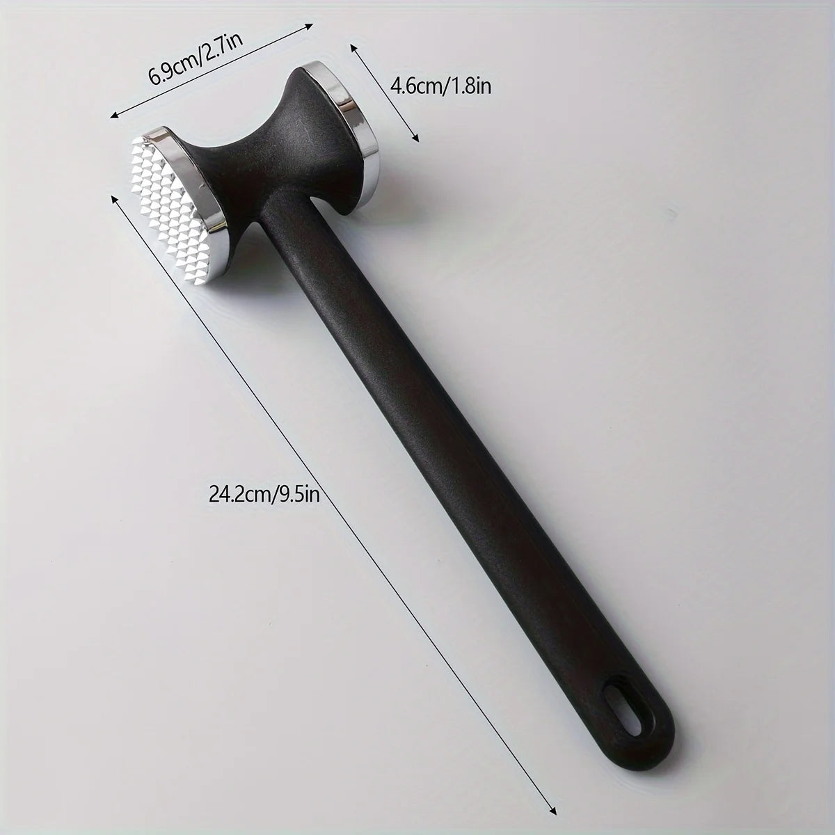 Martillo ablandador de carne de cocina resistente con agarre de goma, cabezal de acero inoxidable para batir y ablandar sin esfuerzo